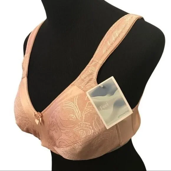 NWT AMOENA 2156 34DD Kacy Wire Free Post Mastectomy Bra Soft Cup Nude NEW